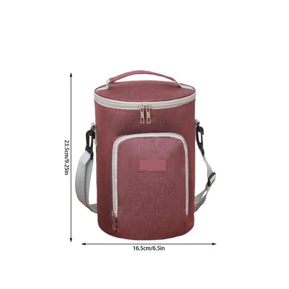 Puntoco 1PCS Round Portable Insulated Bento Lunch Bag, Diagonal Crossbody Style, thermal Cooler Bag for Student Picnic Camping and Food Storage -6.50 × 9.25 IN