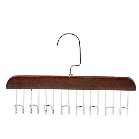 Puntoco 1PCS Wooden Belt Hanger with 8 Hooks Closet Organizer for Belt Scarf Tie Bag and Clothing Storage Multi Purpose Coat Hanger for Wardrobe -11.02 × 6.69 × 0.47 IN