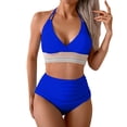 thumbnail image 1 of Puntoco 2025 Summer Beach Swim Bathing Suits Women High Waisted Thong Bikini Set Reversible String 2 Piece Swimsuit Blue XL(XL), 1 of 3