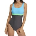 thumbnail image 1 of Puntoco 2025 Summer Beach Swim Bathing Suits Women's Split High Waisted Solid Color Swimsuit Conservative and Fashionable Bikini Swimsuit Sky Blue S(S), 1 of 3