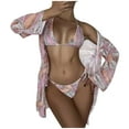 thumbnail image 1 of Puntoco 2025 Summer Beach Swim Bathing Suits Women's Split High Waisted Solid Color Swimsuit Conservative and Fashionable Bikini Swimsuit Pink XL(XL), 1 of 5