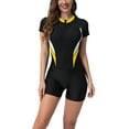 thumbnail image 1 of Puntoco 2025 Summer Beach Swim Bathing Suits Womens One Piece Long Sleeve Swimsuit Rash Guard Bathing Suit Boyleg Bottom UPF 50+ Surfing Swimwear Yellow 10(XL), 1 of 8
