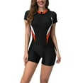 thumbnail image 1 of Puntoco 2025 Summer Beach Swim Bathing Suits Womens One Piece Long Sleeve Swimsuit Rash Guard Bathing Suit Boyleg Bottom UPF 50+ Surfing Swimwear Orange 6(M), 1 of 8