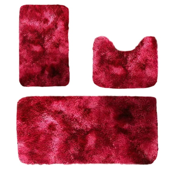 Puntoco 3 Pieces Luxury Bathroom Rug Set with U-Shaped Toilet Rug, Non-Slip Rubber Bottom, Thick Microfiber Fluffy Plush, Water absorption, Quick Dry, Ultra Soft, Bath Mats for Bathroom