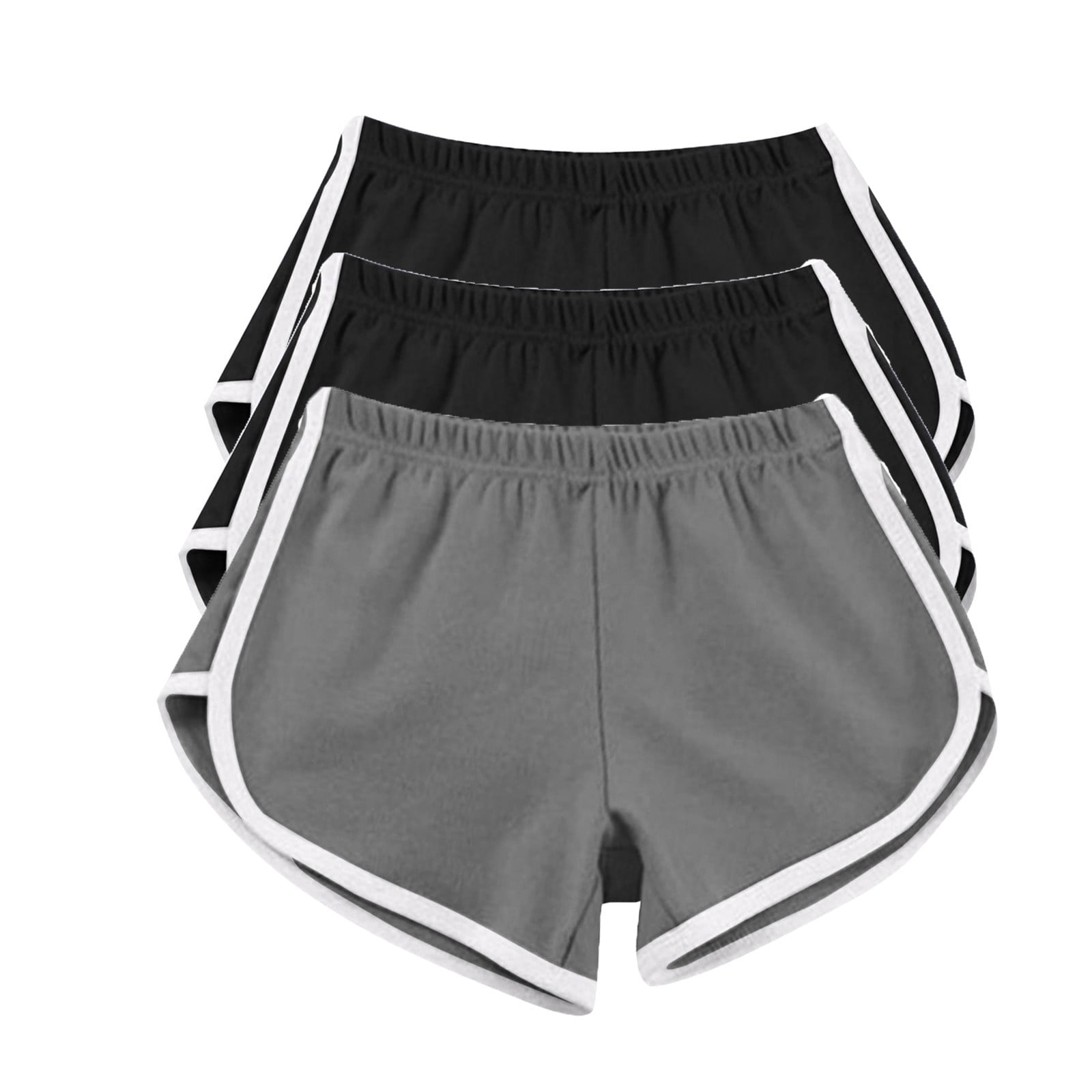 Puntoco 3Pc Cotton Sports Shorts Women Summer Breathable Pants Dolphin Workout Shorts for Yoga Cycling Hiking Black XL(XL)