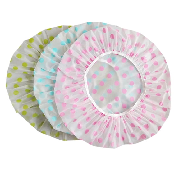 Puntoco 4 Pieces Waterproof EVA Plastic Shower Cap,Elastic Reusable Bathing Cap,Beauty Salon Spa Lace Elastic Band Flower Printed Hat Environmental Protection Hair Bath Caps