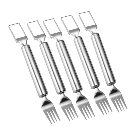 Puntoco 5PCS 2-in-1 Stainless Steel Watermelon Windmill Cutter Fruit Slicer fork Tool for Home Kitchen -8.46 × 0.98 in