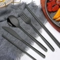 thumbnail image 1 of Puntoco 7 Pieces Stainless Steel Flatware Set Portable Reusable Cutlery Set Travel Utensils Set Including Chopsticks Knife fork Spoon Straws Cleaning Brush Dishwasher, 1 of 6