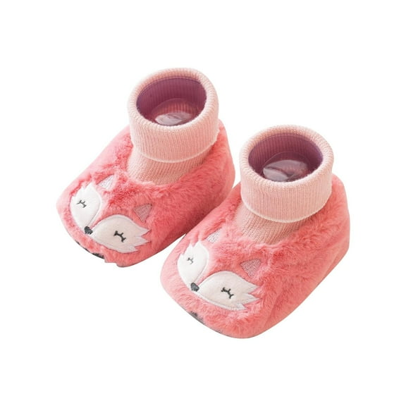 Puntoco Baby Socks Slipper Halloween Pumpkin Booties Non-Skid Grip Socks Newborn Soft Cute Cotton Bear Fleece Slippers Kids Shoes