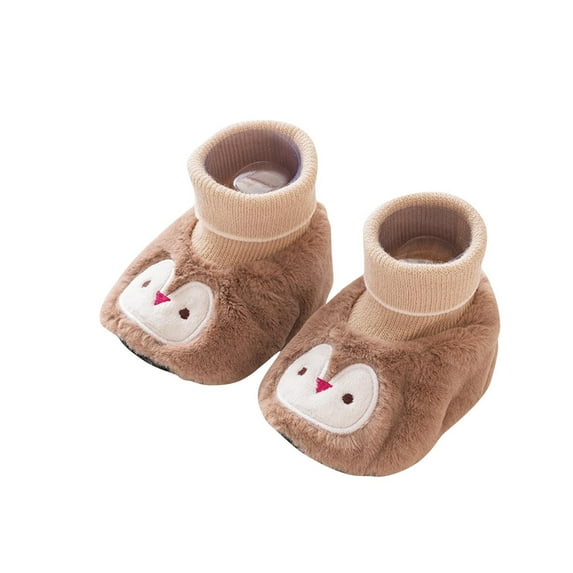 Puntoco Baby Socks Slipper Halloween Pumpkin Booties Non-Skid Grip Socks Newborn Soft Cute Cotton Bear Fleece Slippers Kids Shoes Clearance