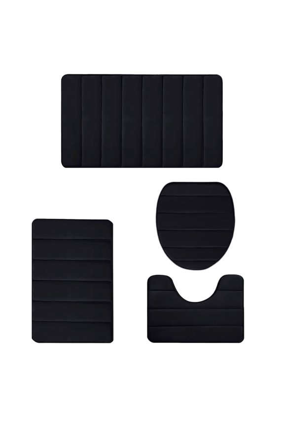 Bath Rug Set 6 Pcs Bathroom Mat Basic Memory Foam Bathroom Rugs Soft Toilet Mats Water Absorption Non-Slip Bottom Mat Thick Quick-Dry