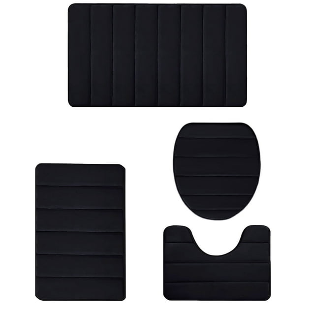 Puntoco Bath Rug Set 6 Pcs Bathroom Mat Basic Memory Foam Bathroom Rugs Soft Toilet Mats Water Absorption Non-Slip Bottom Mat Thick Quick-Dry