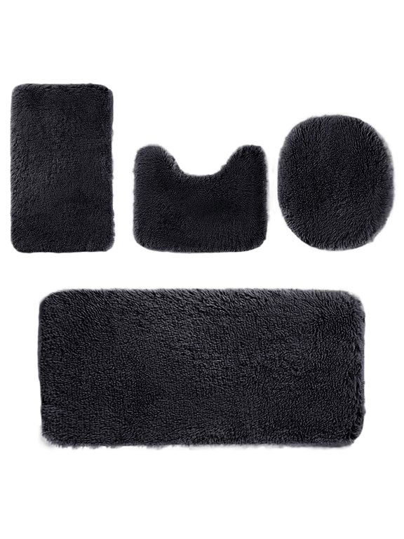 Bathroom Rug Sets 4 Piece, Non Slip Memory Foam Bathroom Rugs, Machine Washable Bathroom Mat Set, Water Absorbent Bath Rug