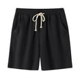thumbnail image 1 of Puntoco Beach Shorts Pants,Men'S Summer Thin Mid-Waist Cotton Beach Pants Casual Five-Point Sports Shorts Pants Black 8(L), 1 of 7