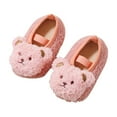 thumbnail image 1 of Puntoco Boys Girls Cartoon Animals House Slippers Fuzzy Warm Alpaca Slippers Toddler Kids Indoor Bedroom Shoes Kids Shoes Clearance, 1 of 3