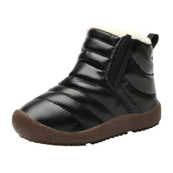 Puntoco Boys Girls Winter Snow Boots Outdoor Warm Fur Lined Waterproof Ankle Boots Kids Shoes