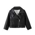thumbnail image 1 of Puntoco Boys Leather Jacket with Pocket Zipper Up Lapel Fashion Biker Style Windproof Coat Outerwear Black 10 Years(10 Years), 1 of 7