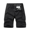 thumbnail image 1 of Puntoco Cargo Shorts for Men Stretch Waist,Men Casual Solid Zipper Button Pockets Cropped Cargo Shorts Black 8(L), 1 of 3