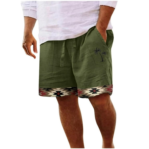 Puntoco Cargo Stretch Short Pants,Men'S Washing Wrinkled Pockets, Elastic Waist Shorts, Straight Leg Shorts, Sports Pants, and Cropped Pants Army Green 10(XL)