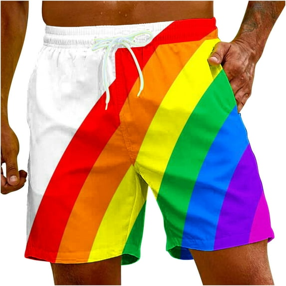 Puntoco Cargo Sweat Shorts Pants,Men'S Beach Shorts with Drawstring Pockets, Holiday Style Printed Cropped Pants Multicolor 6(M)