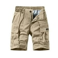thumbnail image 1 of Puntoco Cargo Sweat Shorts Pants,Men'S Workwear Shorts Multi Pocket Zipper Straight Leg Five Piece Pants Casual Sports Shorts Shorts Khaki 10(XL), 1 of 4