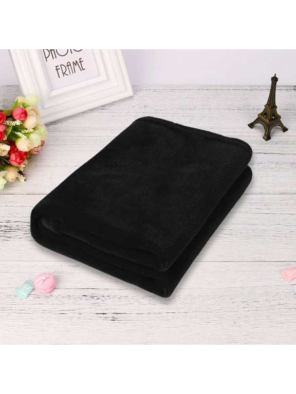 Clearance 45X65Cm Fashion Solid Soft Throw Kids Blanket Warm Coral Plaid Blankets Flannel Black