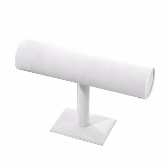 Puntoco Clearance Velvet T-Bar Display Stand Holder Organizer Bracelet Jewelry Watch Headband White