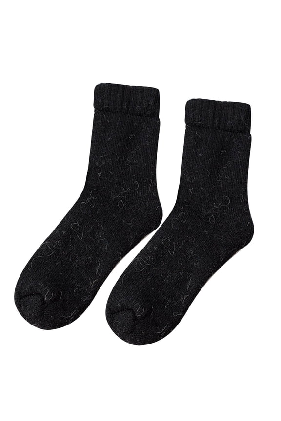 Clearance Winter Super Thick Plus Fleece Wool Socks Men'S Warm Wool Socks Solid Color Sock