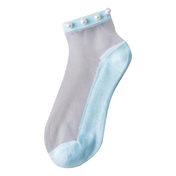 Puntoco Clearance Women Mesh Ladies Solid Patchwork Thin Socks Women’S Stockings Light Blue