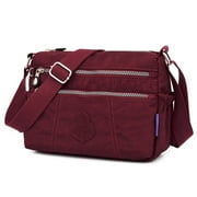 Puntoco Clearance Women Nylon Shoulder Bag Waterproof Elegant Daily Shopping Handbag Red