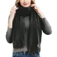 thumbnail image 1 of Puntoco Clearance Women'S Winter Warm Scarf Solid Color Scarf Tassel Knitted Scarf Black, 1 of 5