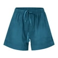 thumbnail image 1 of Puntoco Clearance Womens Comfy Drawstring Splice Casual Elastic Waist Pocketed Loose Shorts Pants Blue, 1 of 7