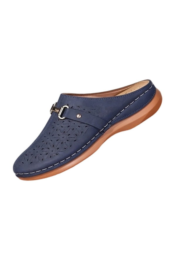 Clogs for Women Mules Shoes: Comfortable Arch Support Closed Toe Sandals Backless Low Wedge Slip On Shoes Blue 5.5(36)