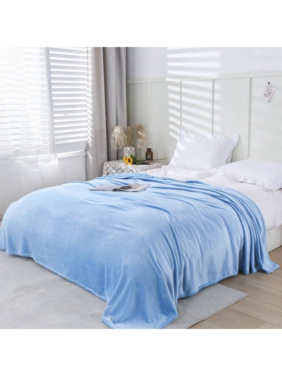 Flannel Fleece Blanket Throw Size, All Season Lightweight Super Soft Cozy Blanket for Bed or Couch, Purple, 19.6*27.5in