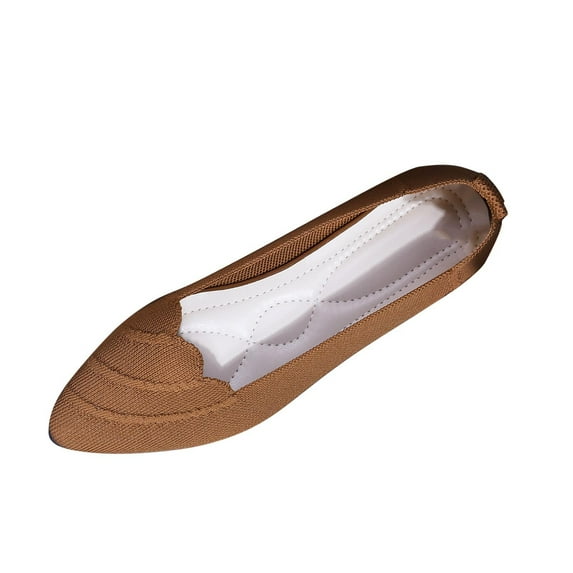 Puntoco Flats Shoes for Women'S Sparkly Flats Shoes Shiny Mesh Loafers Shoes Soft Memory Foam Flats Brown 9.5(43)