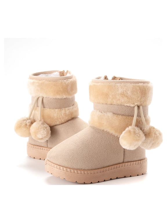 Girl's Winter Snow Boots Warm Faux Fur Lined Short Fashion Boot Kids Shoes