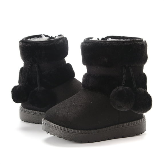 Puntoco Girl's Winter Snow Boots Warm Faux Fur Lined Short Fashion Boot Kids Shoes Clearance