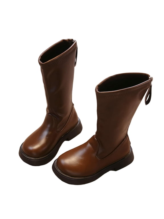 Girls Glitter Snow Boots Kids Bungee Lacing Warm Faux Fur-Lined Anti-Slip Outdoor Winter Shoes Winter Snow Boots for Kids Brown 11(28)