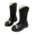 thumbnail image 1 of Puntoco Girls Knee High Fashion Boot Zip Up Boot with Fashion Buckle Winter Snow Boots for Kids Black 1(34), 1 of 9