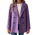 thumbnail image 1 of Puntoco Girls Lapel Collar Peacoat Solid Button Front Long Sleeve Mid Length Outerwear Casual Jacket for Kids Purple 13-14 Years, 1 of 9