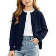 thumbnail image 1 of Puntoco Girls Preppy Knit Cardigan Button-Up Sweater Coat with Pockets Navy 120(4-5 Years), 1 of 9