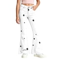 Puntoco Girls Star Print Flare Pants Button Zip Bootcut Trousers with ...