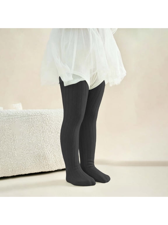 Girls Tights Cotton Cable Knit Footed Pantyhose Seamless Leggings Tights Toddler Baby Girl Stretchy Stockings Dark Gray 2-3 Years