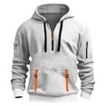 thumbnail image 1 of Puntoco Hoodie Men Soft Big and half-zip Jacket Winter Classic Drawstring Oversized Sweatshirt with Pockets White 6(M), 1 of 5