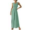 thumbnail image 1 of Puntoco Jumpsuit for women Clearance Womens Summer Solid Casual Sleeveless Suspender Long Jumpsuit Green 10(XL), 1 of 9