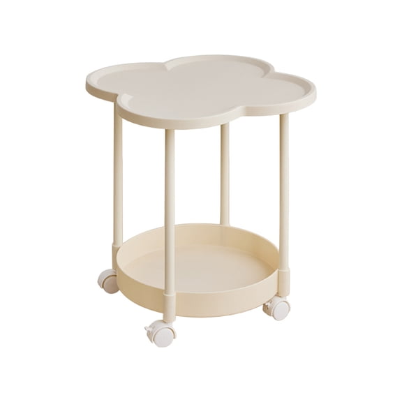 Puntoco Just 2-Tier Turn-N-Tube End Table / Side Table / Night Stand / Bedside Table with Plastic Poles, 1-Pack