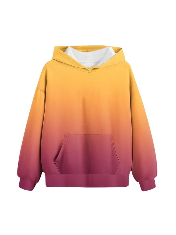 Kid's Winter Fleece Lined Hoodie Thick Warm Long Sleeve Hooded Sweatshirt with Kangaroo Pocket Solid Color Casual Pullover Tops Yellow 2 Years