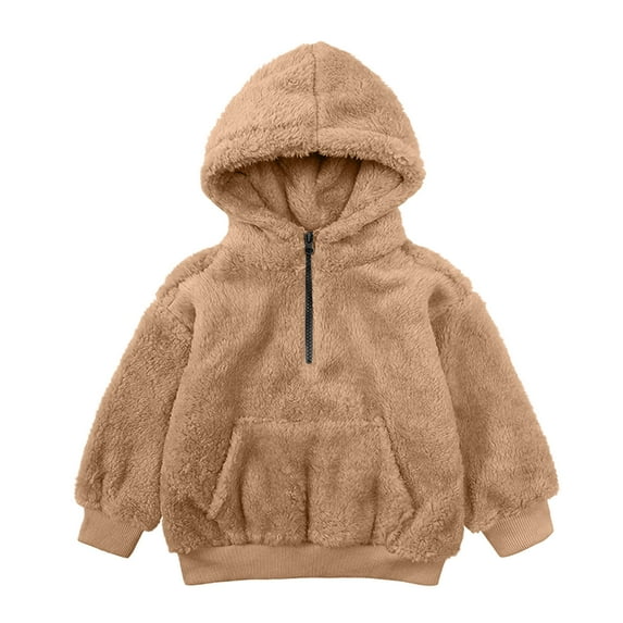 Puntoco Kids Coat Clearance Fleece Top for Toddlers Girls Boys Fleece Hoody Jackets Kids Zip Up Outerwear Coat Toddler Kids Sweatshirt