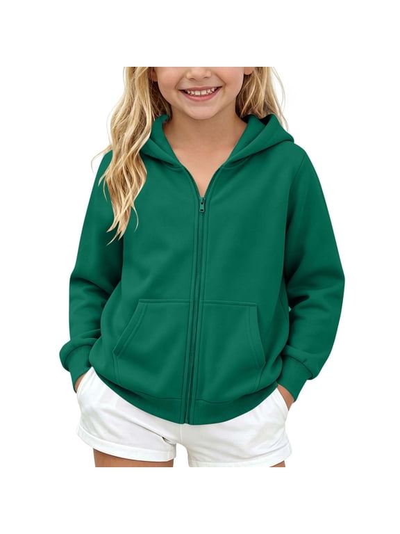 Kids Fleece Lined Zip-Up Hoodie Warm Sweatshirt Jacket Outerwear for Boys Girls