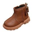 thumbnail image 1 of Puntoco Kids Girls' Boots Children's Boots Outdoor Boots Girls' Plush Short Boots Boys' boots Winter Snow Boots for Kids Brown 3.5-4Years, 1 of 4